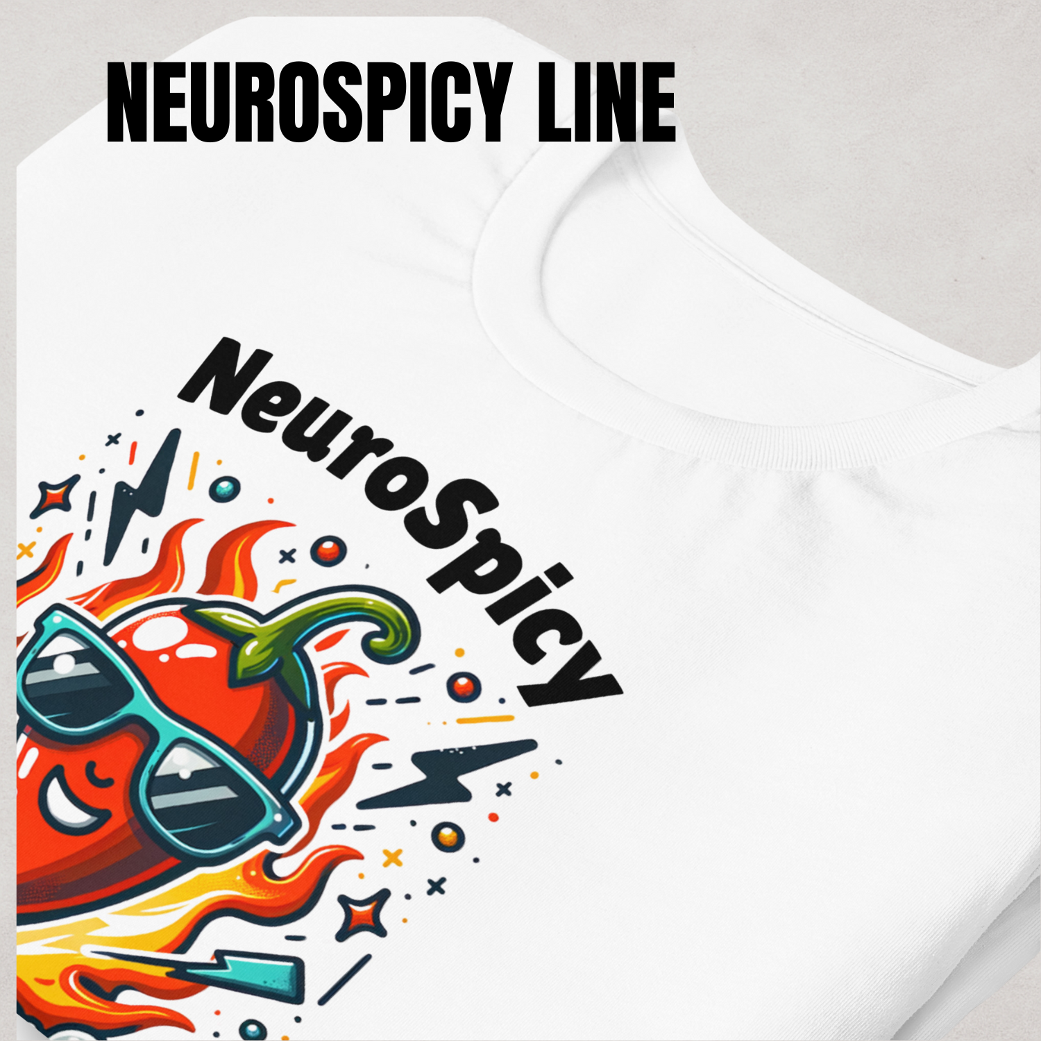Neurospicy Collection Cover – Playful spicy design featuring a chili pepper with sunglasses, symbolizing bold and quirky neurodivergent energy.